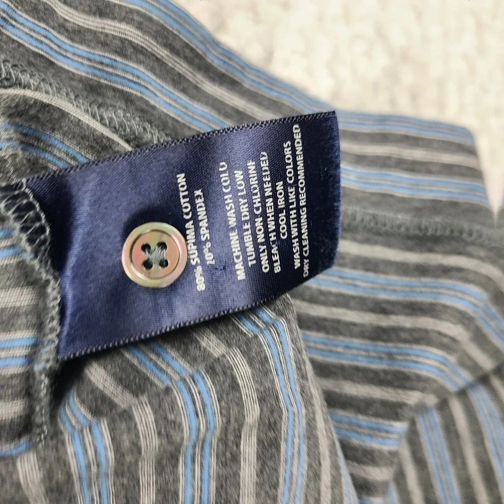 Foot Joy Polo Shirt Mens XL Gray Blue Striped Performance FJ 1857 Supima Cotton
